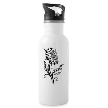 Sonnenblume Sonne Sommer - Trinkflasche mit integriertem Trinkhalm - Weiß - Rechts