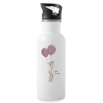 Kleine Giraffe mit Ballon Papas Prinzessin - Trinkflasche mit integriertem Trinkhalm - Weiß - Rechts