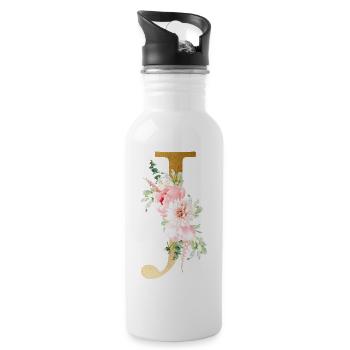 Botany Floral Monogram J - Water bottle with straw - white - Right