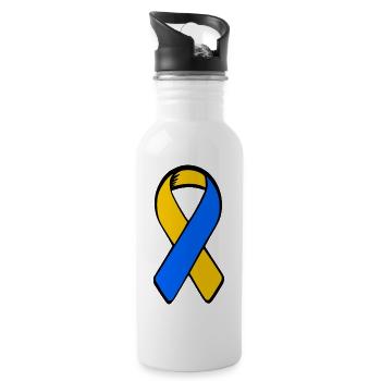 Ukraine - Trinkflasche mit integriertem Trinkhalm - Weiß - Rechts