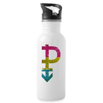 Symbol Pansexualität Stolz Flagge Grunge Effekt - Trinkflasche mit integriertem Trinkhalm - Weiß - Rechts