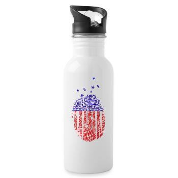 USA Fingerprint - Water bottle with straw - white - Right