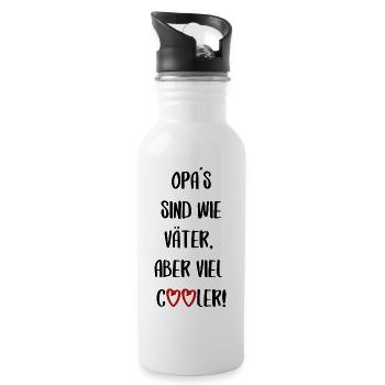 Opa Vater Großvater cool Spruch lustige Sprüche - Trinkflasche mit integriertem Trinkhalm - Weiß - Rechts