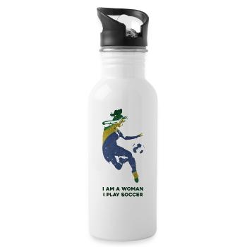 Frauenfußball - Trinkflasche mit integriertem Trinkhalm - Weiß - Rechts