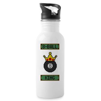 Retro 8-Bit 8-Ball King - Water bottle with straw - white - Right