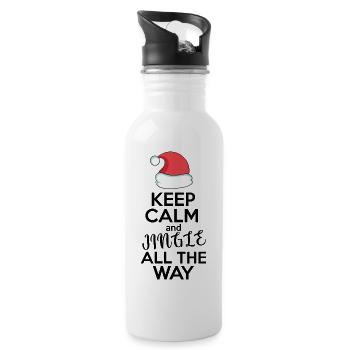 keep calm and jingle all they way funny shirt - Water bottle with straw - white - Right
