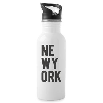 New York City Schriftzug Spruch Meme - Trinkflasche mit integriertem Trinkhalm - Weiß - Rechts
