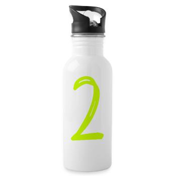 2 JAHRE. 2. JUBILÄUM. GEBURTSTAG 2 JAHRE. ZWEI - Trinkflasche mit integriertem Trinkhalm - Weiß - Rechts