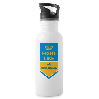 fight like ukrainians quote - Water bottle with straw - white - Right