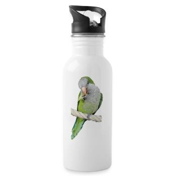 Argentinischer Sittich - Trinkflasche mit integriertem Trinkhalm - Weiß - Rechts