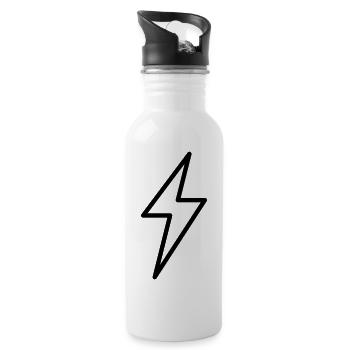 Lightning Symbol Outline Thunder Thunderstorm - Water bottle with straw - white - Right