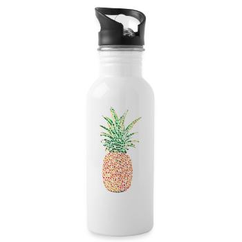 Ananas Mosaik - Trinkflasche mit integriertem Trinkhalm - Weiß - Rechts