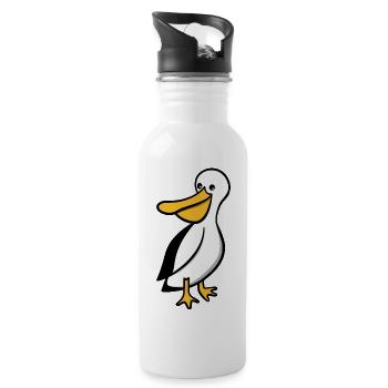 Pellie der Pelikan - Trinkflasche mit integriertem Trinkhalm - Weiß - Rechts