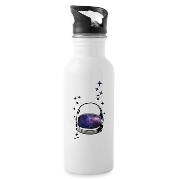 Astronaut Helmet Space Galaxy Stars Gift - Water bottle with straw - white - Right
