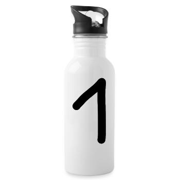 1 Number One Number Black Birthday - Water bottle with straw - white - Right