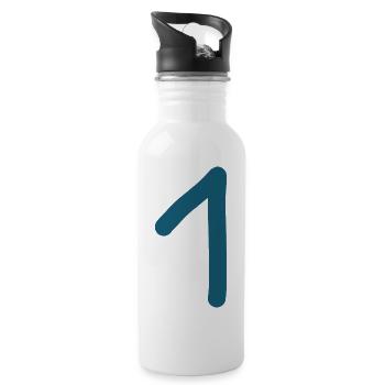1 Number One Number Birthday - Water bottle with straw - white - Right