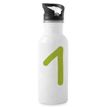 1 Number One Zah grünl Birthday - Water bottle with straw - white - Right