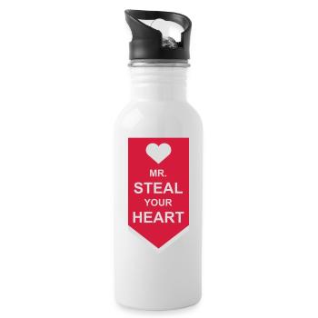 Mr steal your heart - Water bottle with straw - white - Right