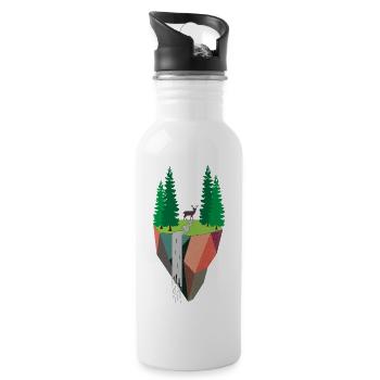 Nature Inspired Art Painting Landscape - Water bottle with straw - white - Right