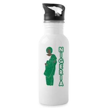 Nigeria Nigerian Africa Flag Pride I Gift - Water bottle with straw - white - Right