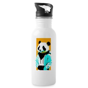 Panda en sweat à capuche - Gourde avec paille intégrée - blanc - Droite