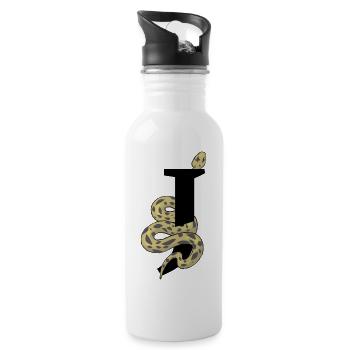 Letter j snake - Water bottle with straw - white - Right