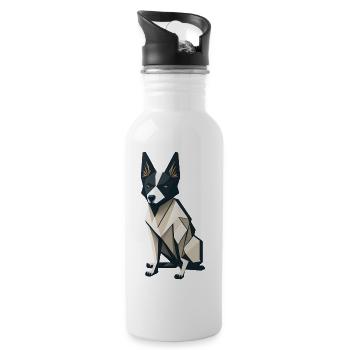 Chien polygonal - Gourde avec paille intégrée - blanc - Droite