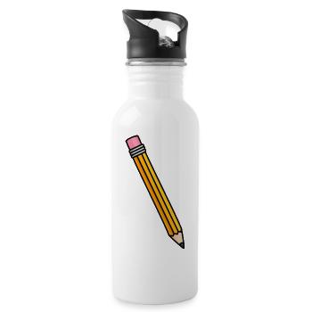 Bleistift - Trinkflasche mit integriertem Trinkhalm - Weiß - Rechts