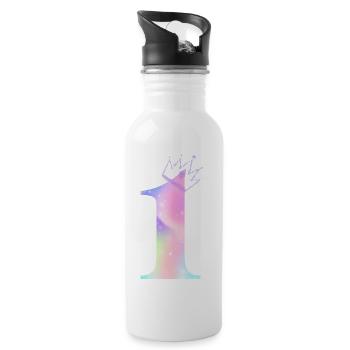 Regenbogen zum 1. Jubiläum - Trinkflasche mit integriertem Trinkhalm - Weiß - Rechts
