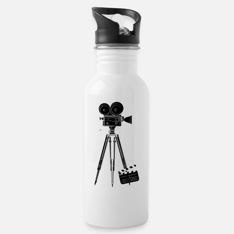 Kamera - Trinkflasche mit integriertem Trinkhalm - Weiß