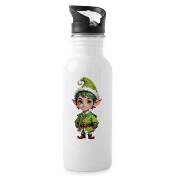 Süße kleine Weihnachtselfe - Trinkflasche mit integriertem Trinkhalm - Weiß - Rechts