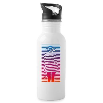 Beautiful female paint fashion colorful woman art - Water bottle with straw - white - Right