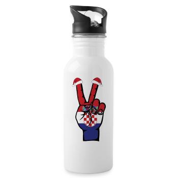 Kroatien Flagge Weihnachten Peace Symbol - Trinkflasche mit integriertem Trinkhalm - Weiß - Rechts