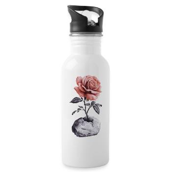 Rose rouge rose brise la pierre - Gourde avec paille intégrée - blanc - Droite