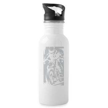 Motorrad Racing Caferacer Streetfighter Biker Icon - Trinkflasche mit integriertem Trinkhalm - Weiß - Rechts