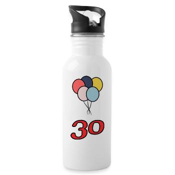 30. 30 YEARS. 30th ANNIVERSARY. 30 YEARS ANNIVERSARY. - Water bottle with straw - white - Right