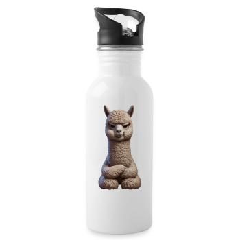 Alpaka grimmig 1 - Trinkflasche mit integriertem Trinkhalm - Weiß - Rechts
