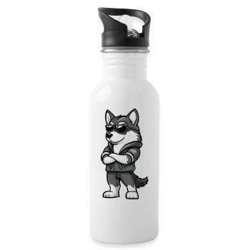 Husky Hund Cool - Trinkflasche mit integriertem Trinkhalm - Weiß - Rechts