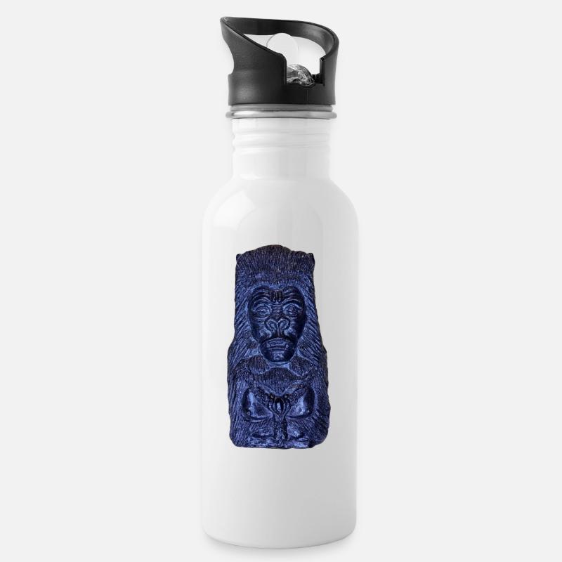 Bleu Gorila - Gourde avec paille intégrée - blanc