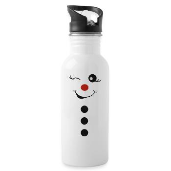 Bonhomme de neige souriant - Gourde avec paille intégrée - blanc - Droite