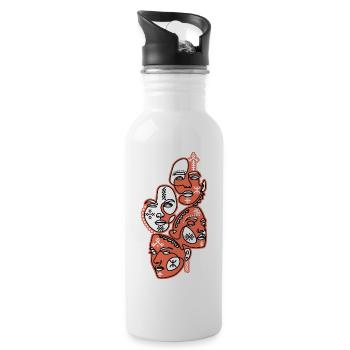 AMAZIGH TATTOO FACE AND WITH KABYLE JEWELRY - Water bottle with straw - white - Right