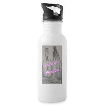Humor, leere Alkoholflasche, Geschenkidee - Trinkflasche mit integriertem Trinkhalm - Weiß - Rechts