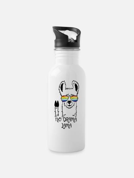 Pas de drame Lama - Gourde avec paille intégrée - blanc