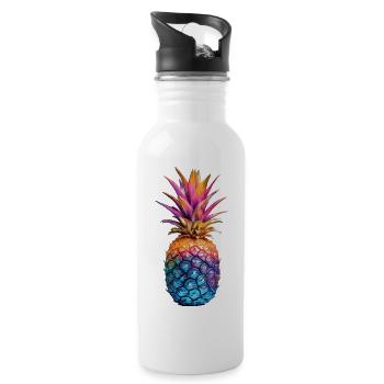 Ananas - Trinkflasche mit integriertem Trinkhalm - Weiß - Rechts