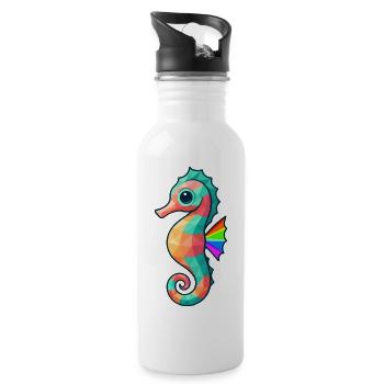 Conception d’hippocampe colorée avec des couleurs arc-en-ciel - Gourde avec paille intégrée - blanc - Droite