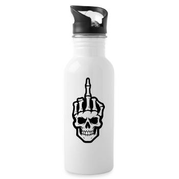 Skeleton middle finger - Water bottle with straw - white - Right