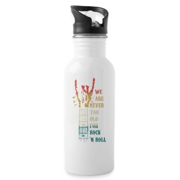 We Are Never Too Old For Rock 'n Roll Music Guitar - Water bottle with straw - white - Right