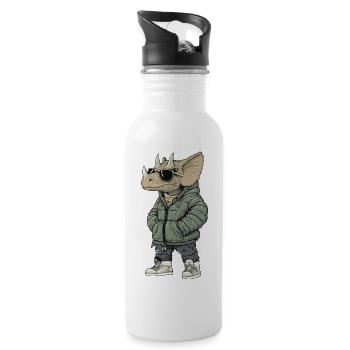 Dinosaure tricératops Hiver frais - Gourde avec paille intégrée - blanc - Droite