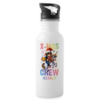 Xmas Crew Weihnachten Affe Einhorn - Trinkflasche mit integriertem Trinkhalm - Weiß - Rechts