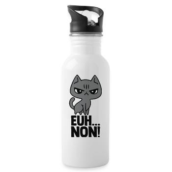 Chat Grognon Drôle Mauvaise Humeur Boudeuse Fille - Gourde avec paille intégrée - blanc - Droite